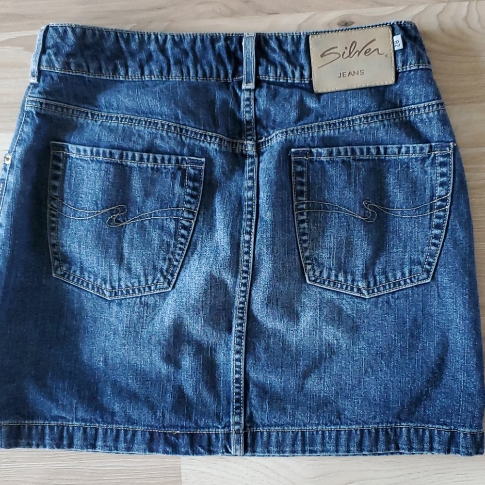 Silver Jean Skirt size M/28 - Picture 3 of 3